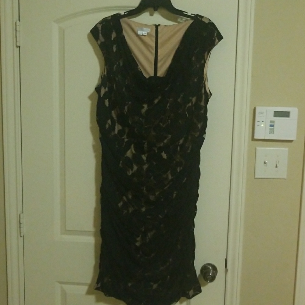 London Times Black Lace Cocktail Dress